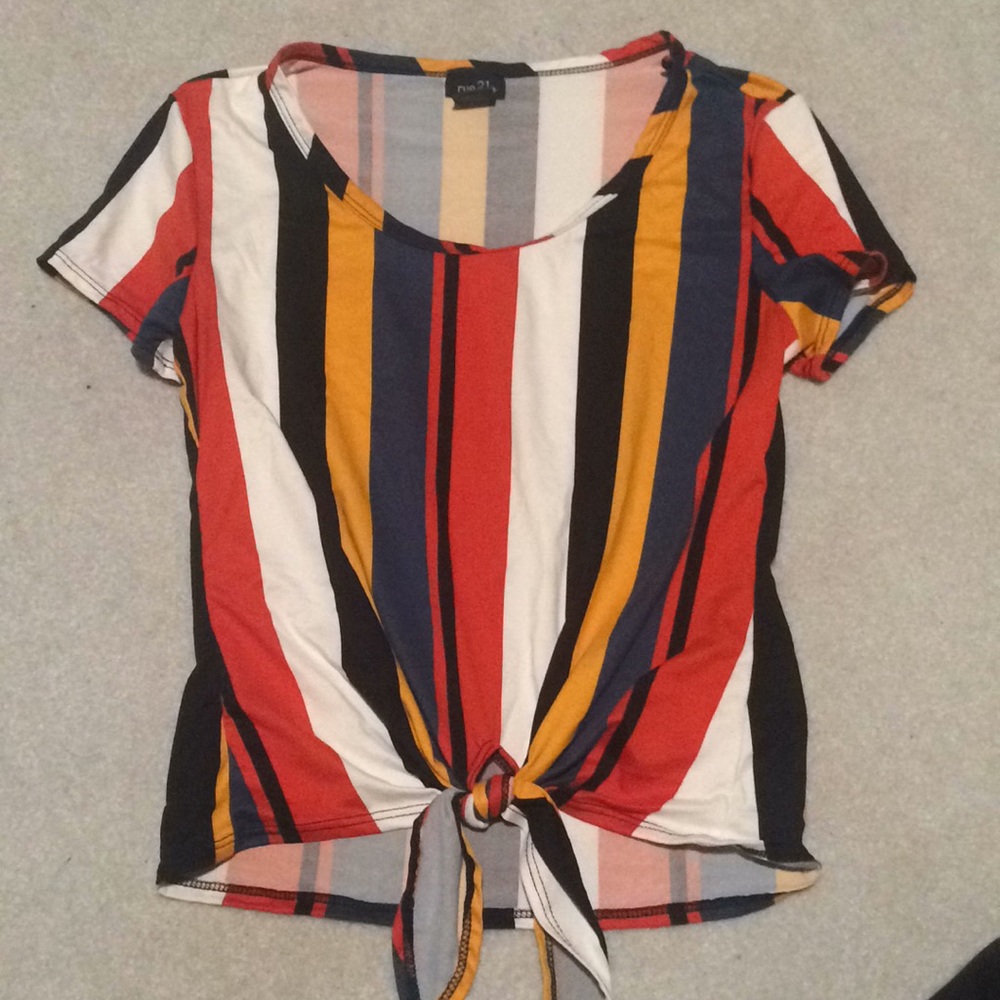Striped Tie-Front Top